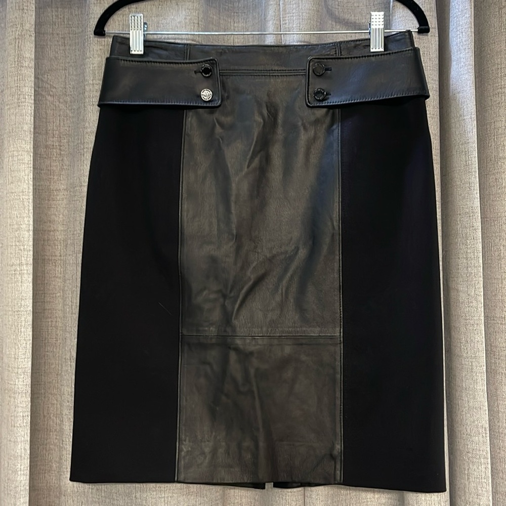 Tory Burch Black Leather Madison Pencil Skirt Size 6